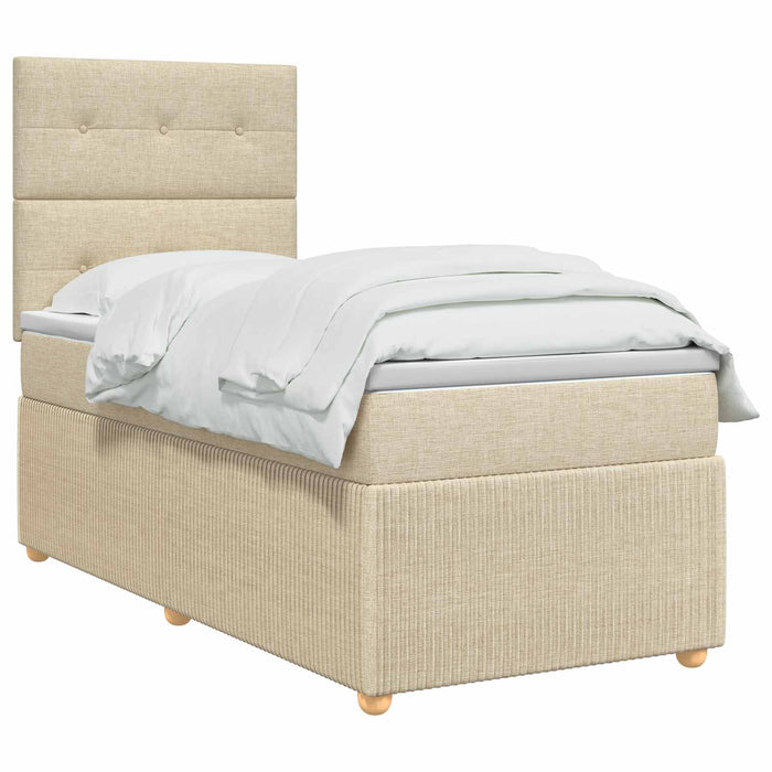 Pat boxspring cu saltea cu headboard Crem 80 x 200 cm Țesătură WALTI