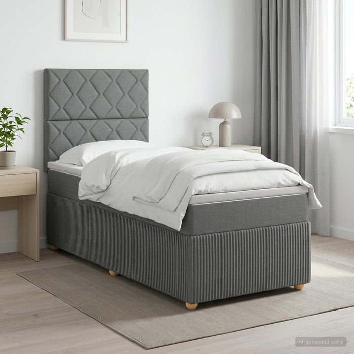 Pat boxspring cu saltea cu headboard Gri închis Unic Țesătură WALTI
