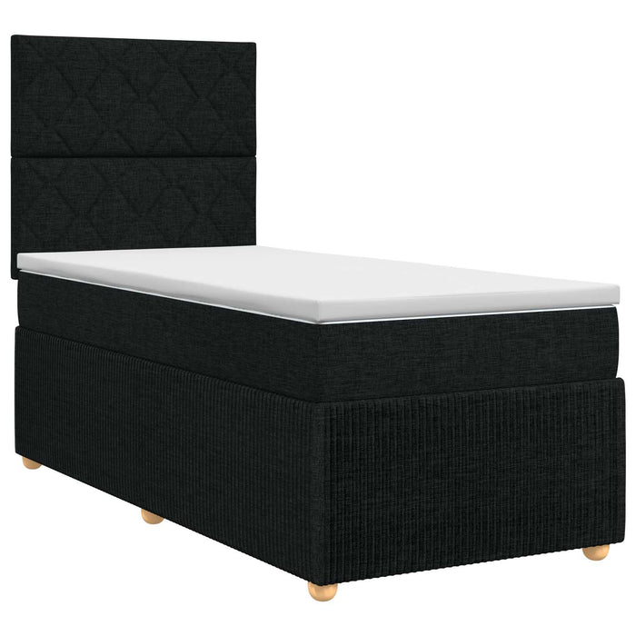 Pat boxspring cu saltea cu headboard Negru 80 x 200 cm Țesătură - WALTI WALTI