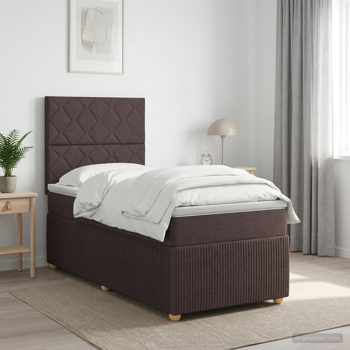 Pat boxspring cu saltea Maro închis 90 x 200 cm Țesătură - WALTI WALTI