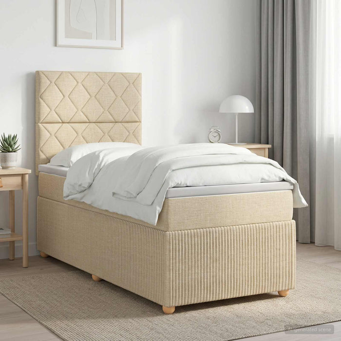 Pat boxspring cu saltea cu headboard Crem 80 x 200 cm Țesătură WALTI