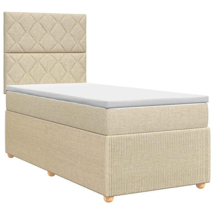 Pat boxspring cu saltea cu headboard Crem 80 x 200 cm Țesătură WALTI