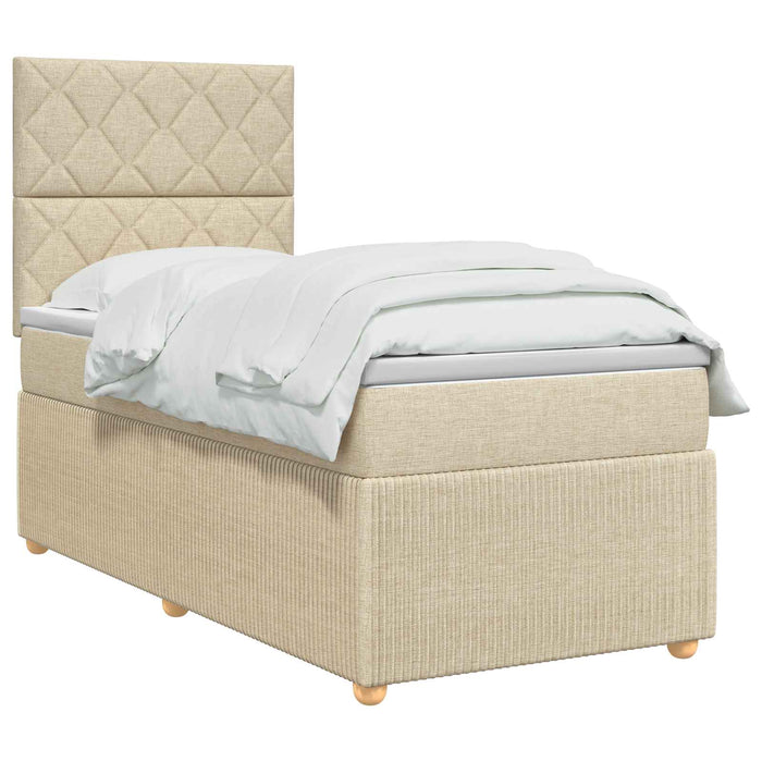 Pat boxspring cu saltea cu headboard Crem 80 x 200 cm Țesătură WALTI