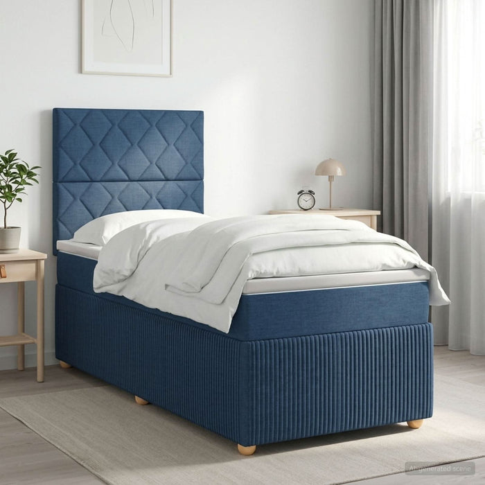 Pat boxspring cu saltea albastru 80 x 200 cm Țesătură WALTI