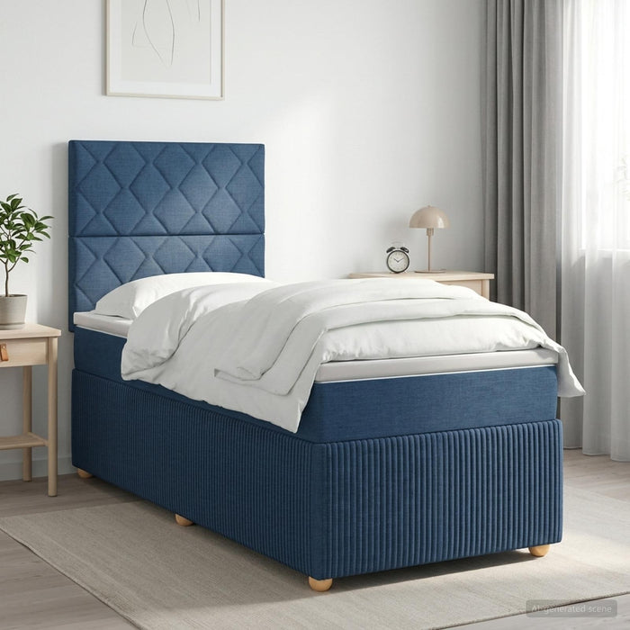 Pat boxspring cu saltea albastru 90 x 190 cm Țesătură - WALTI WALTI