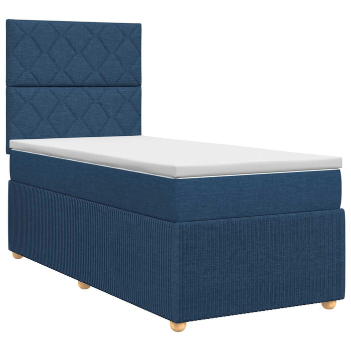 Pat boxspring cu saltea albastru 80 x 200 cm Țesătură WALTI