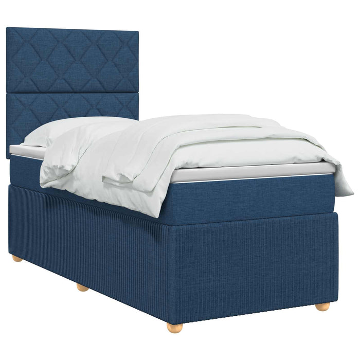 Pat boxspring cu saltea albastru 80 x 200 cm Țesătură WALTI