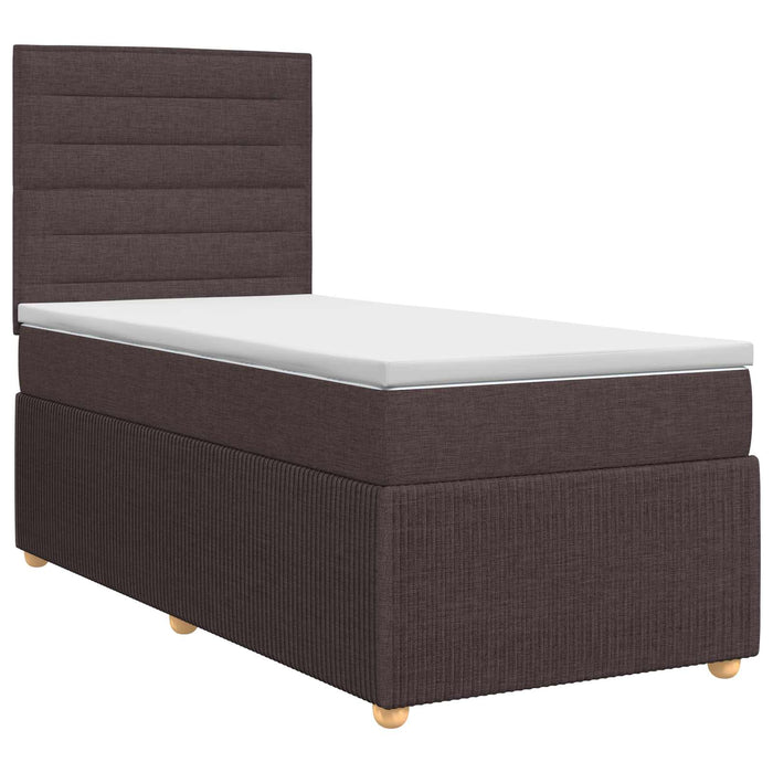Pat boxspring cu saltea Maro închis 90 x 190 cm Țesătură WALTI