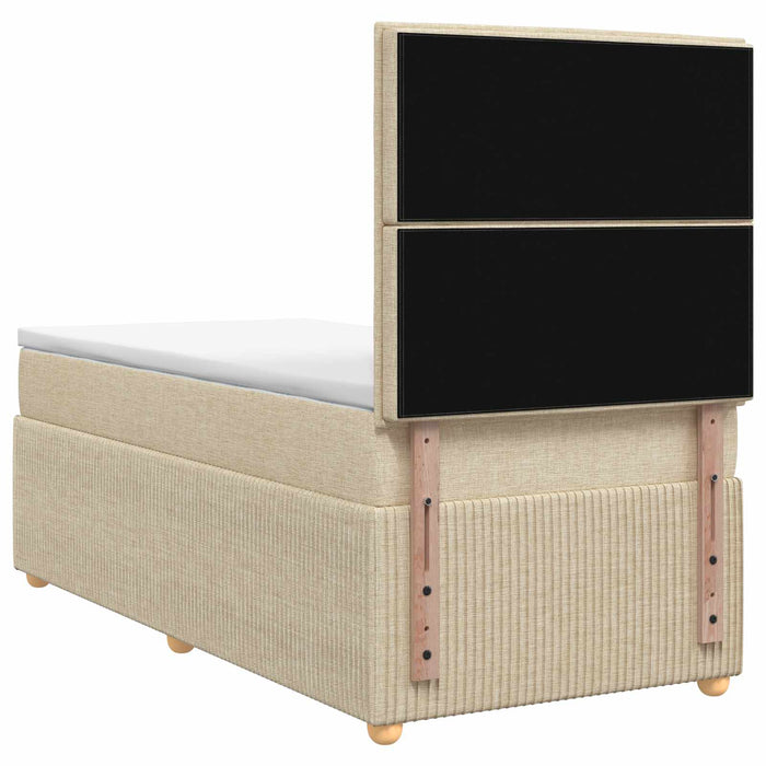 Pat boxspring cu saltea cu headboard Crem 90 x 190 cm Țesătură WALTI