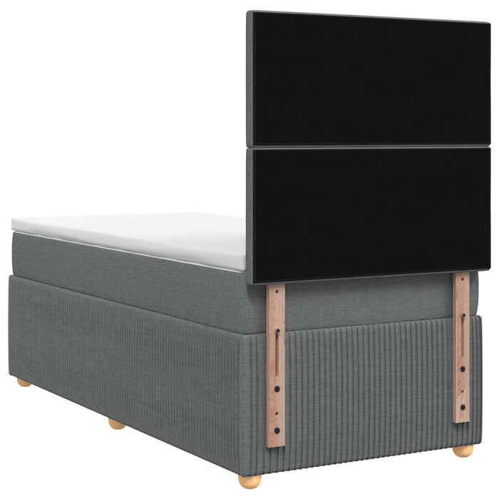 Pat boxspring cu saltea Gri închis 90 x 190 cm Țesătură WALTI