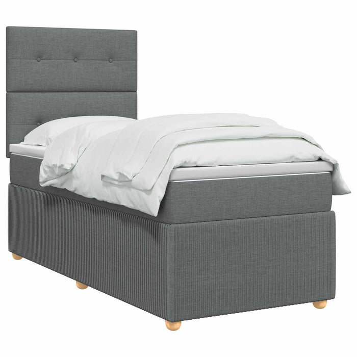 Pat boxspring cu saltea Gri închis 90 x 190 cm Țesătură WALTI