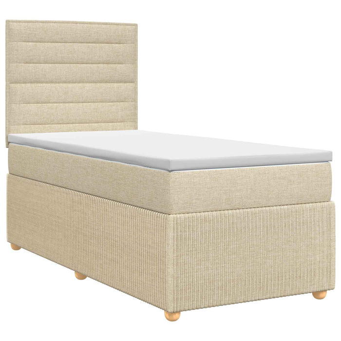 Pat boxspring cu saltea cu headboard Crem 90 x 200 cm Țesătură WALTI