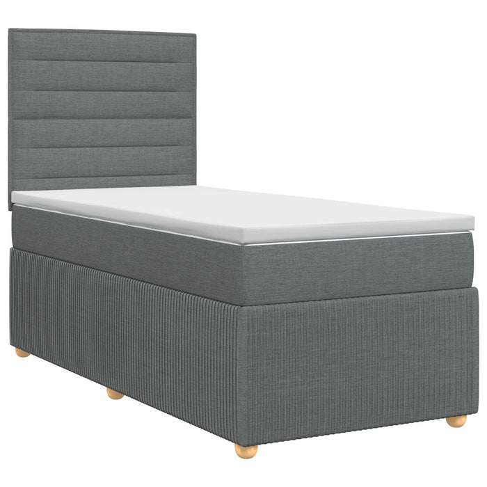 Pat boxspring cu saltea Gri închis 100 x 200 cm Țesătură WALTI