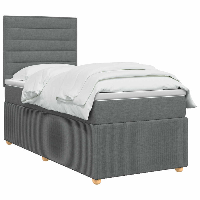 Pat boxspring cu saltea Gri închis 100 x 200 cm Țesătură WALTI