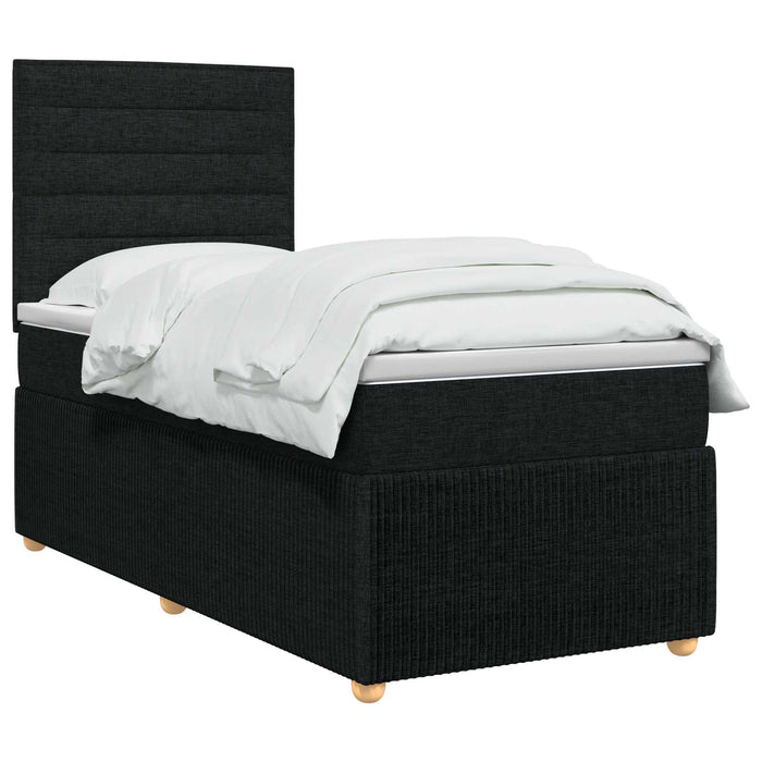 Pat boxspring cu saltea Negru 100 x 200 cm Țesătură WALTI