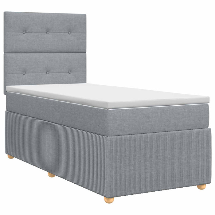 Pat boxspring cu saltea Gri deschis 100 x 200 cm Țesătură - WALTI WALTI