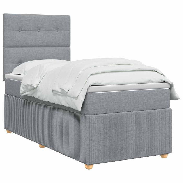 Pat boxspring cu saltea Gri deschis 100 x 200 cm Țesătură - WALTI WALTI