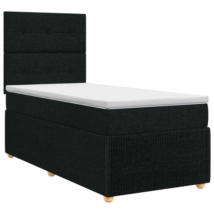 Pat boxspring cu saltea Negru 100 x 200 cm Țesătură - WALTI WALTI
