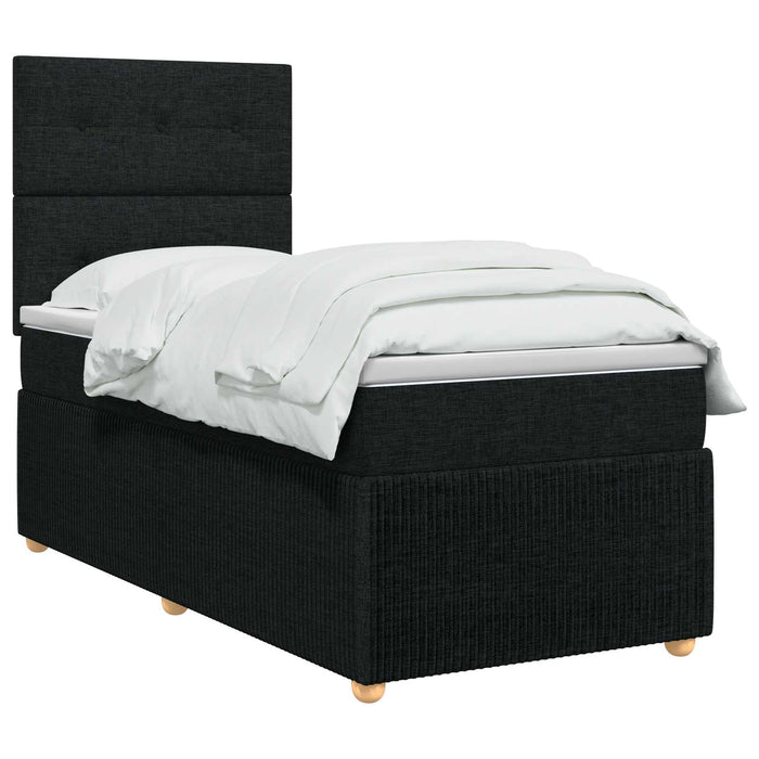 Pat boxspring cu saltea Negru 100 x 200 cm Țesătură - WALTI WALTI