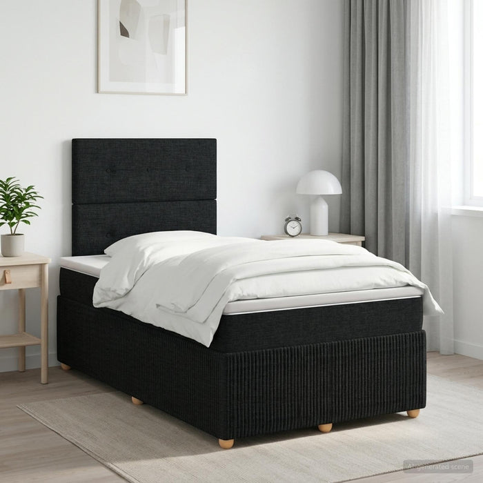 Pat boxspring cu saltea Negru 120 x 200 cm Țesătură - WALTI WALTI