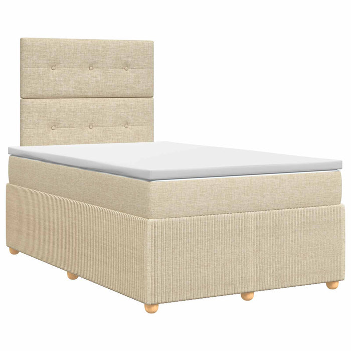 Pat boxspring cu saltea cu headboard Crem 120 x 190 cm Țesătură WALTI