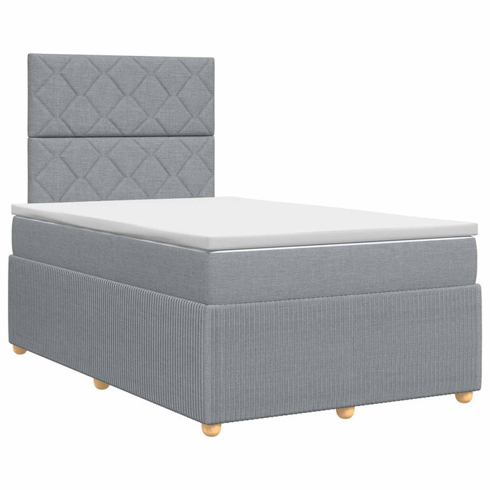 Pat boxspring cu saltea Gri deschis 120 x 190 cm Țesătură WALTI