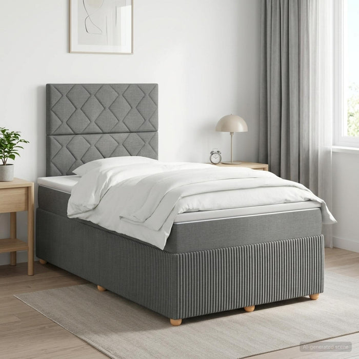 Pat boxspring cu saltea Gri închis 120 x 190 cm Țesătură - WALTI WALTI