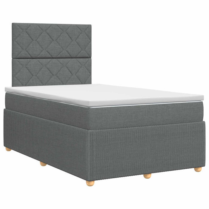 Pat boxspring cu saltea Gri închis 120 x 190 cm Țesătură - WALTI WALTI