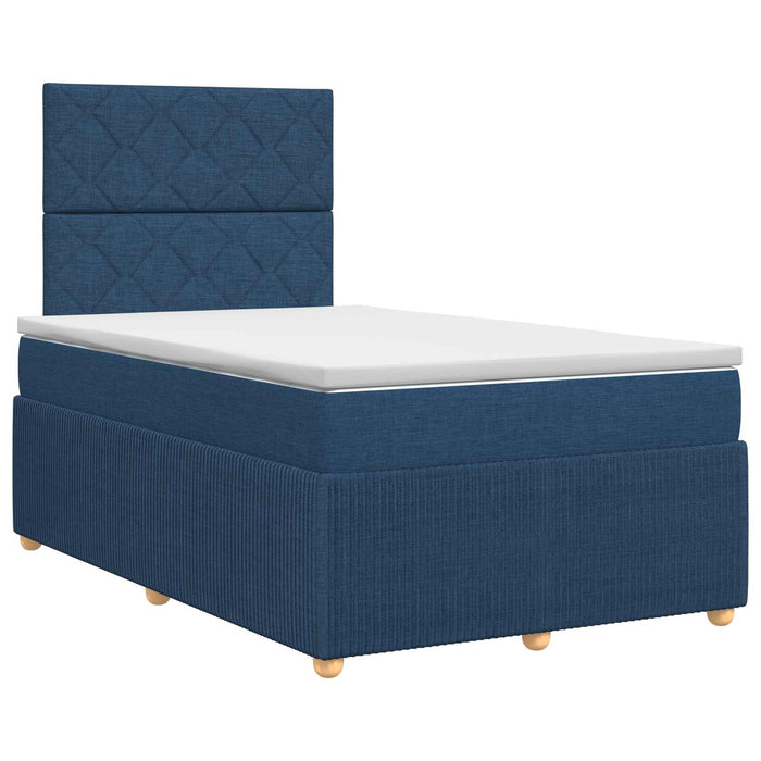Pat boxspring cu saltea albastru 120 x 190 cm Țesătură WALTI