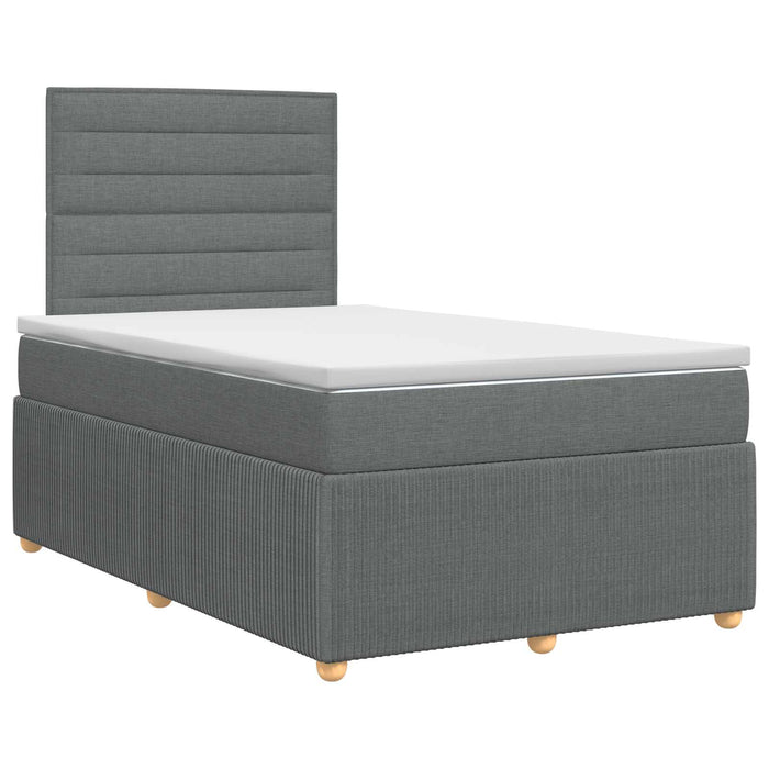 Pat boxspring cu saltea Gri închis 120 x 200 cm Țesătură WALTI
