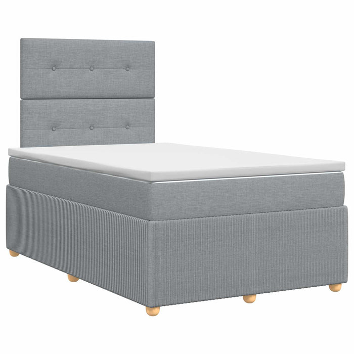 Pat boxspring cu saltea Gri deschis 120 x 200 cm Țesătură - WALTI WALTI