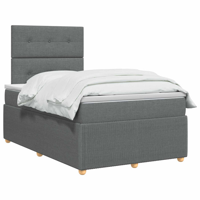 Pat boxspring cu saltea Gri închis 120 x 200 cm Țesătură - WALTI WALTI