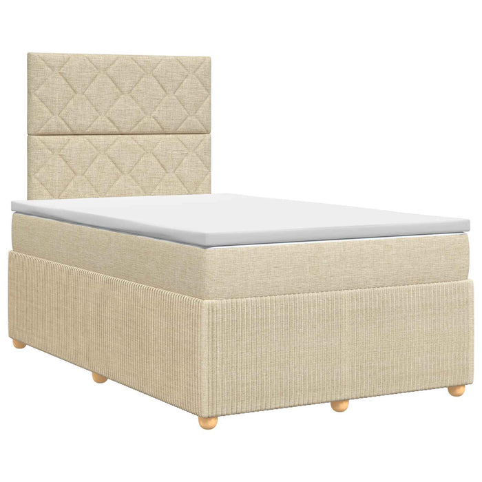 Pat boxspring cu saltea cu headboard Crem 120 x 200 cm Țesătură - WALTI WALTI