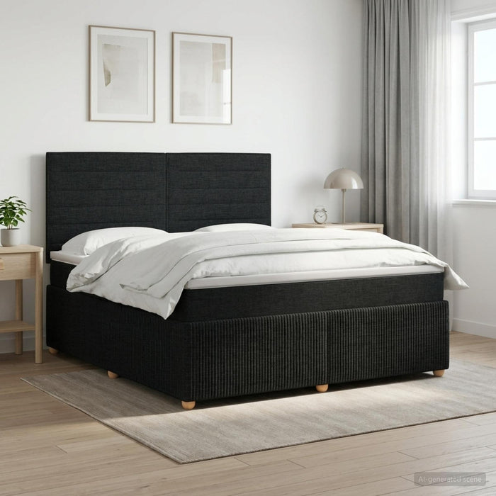 Pat boxspring cu saltea Negru 140 x 190 cm Țesătură WALTI