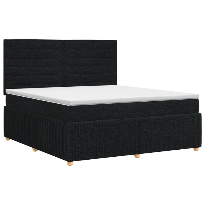 Pat boxspring cu saltea Negru 140 x 190 cm Țesătură WALTI