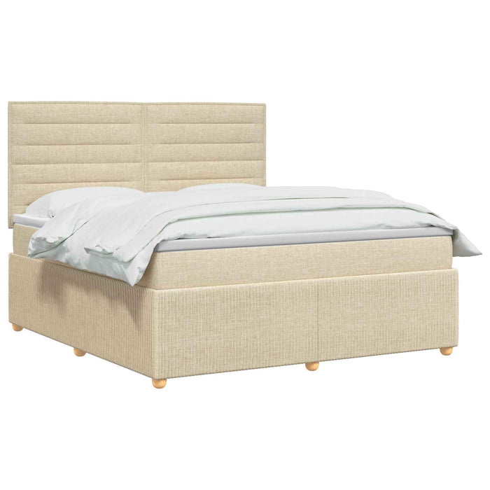 Pat boxspring cu saltea cu headboard Crem 140 x 190 cm Țesătură WALTI