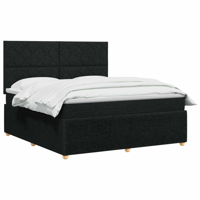 Pat boxspring cu saltea Negru 140 x 190 cm Țesătură WALTI