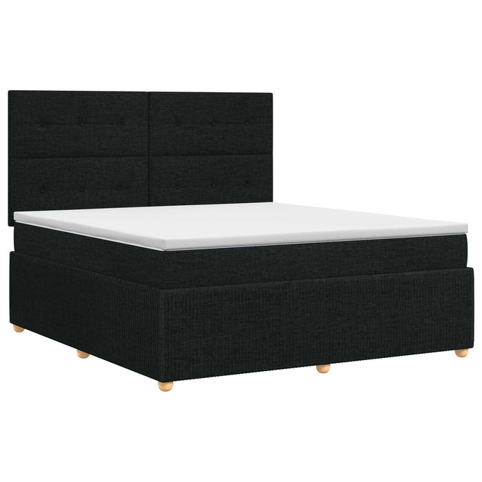 Pat boxspring cu saltea Negru 140 x 200 cm Țesătură WALTI