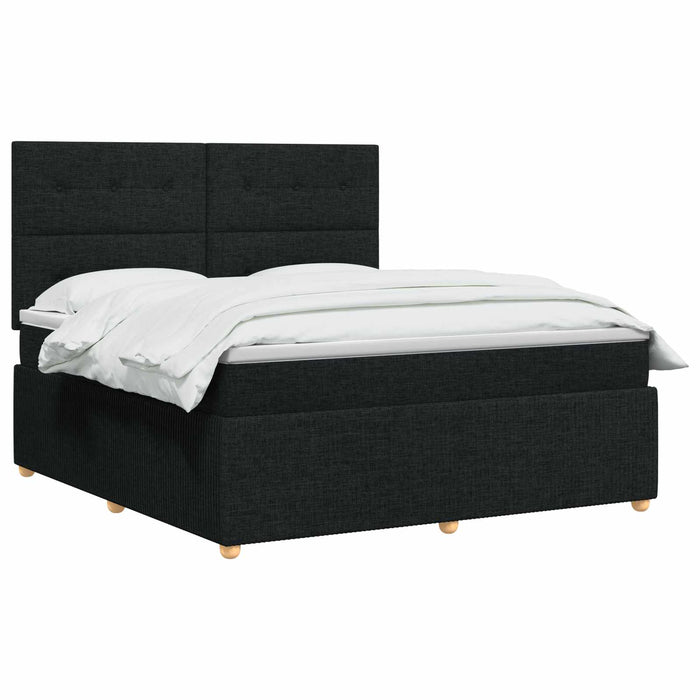 Pat boxspring cu saltea Negru 140 x 200 cm Țesătură WALTI