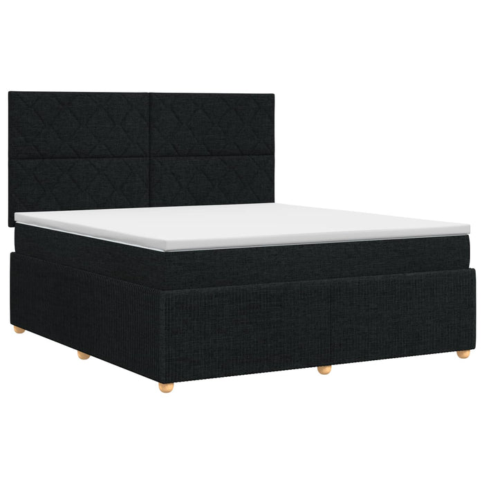 Pat boxspring cu saltea Negru 140 x 200 cm Țesătură WALTI