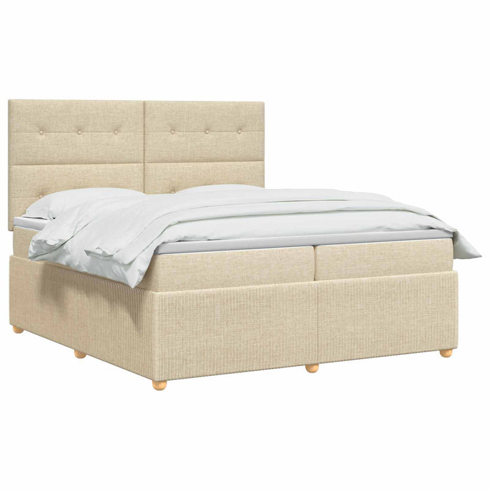 Pat boxspring cu saltea cu headboard Crem 160 x 200 cm Țesătură WALTI