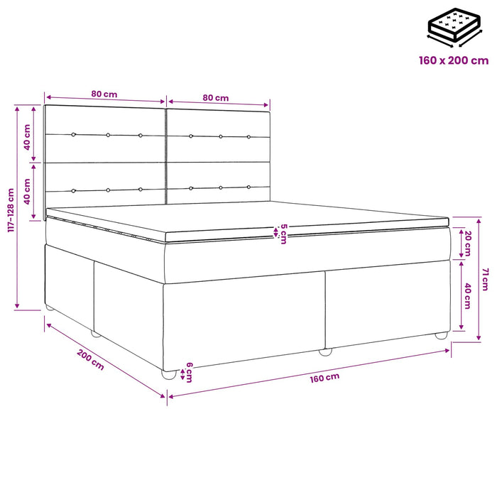 Pat boxspring cu saltea cu headboard Crem 160 x 200 cm Țesătură WALTI