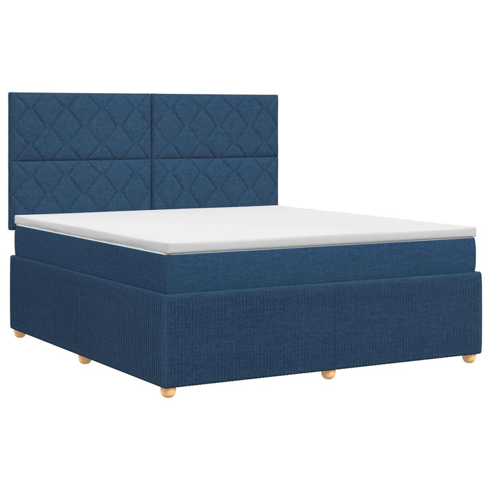 Pat boxspring cu saltea albastru 160 x 200 cm Țesătură WALTI