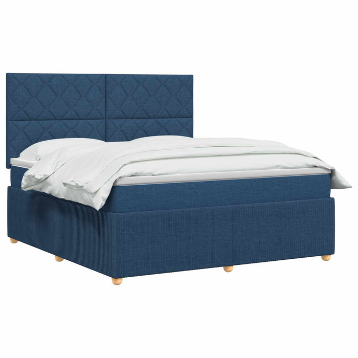 Pat boxspring cu saltea albastru 160 x 200 cm Țesătură WALTI