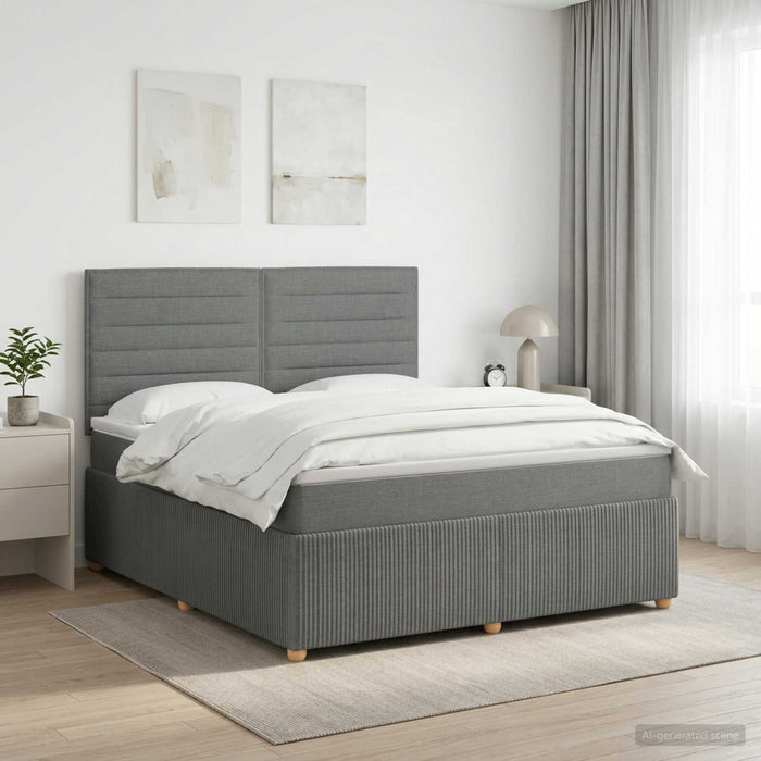 Pat boxspring cu saltea Gri închis 180 x 200 cm Țesătură WALTI