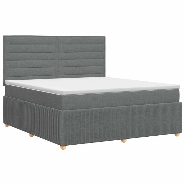 Pat boxspring cu saltea Gri închis 180 x 200 cm Țesătură WALTI