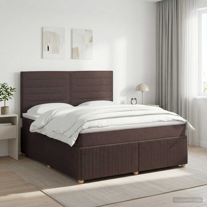 Pat boxspring cu saltea Maro închis 140 x 200 cm Țesătură WALTI
