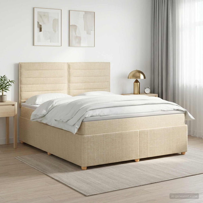 Pat boxspring cu saltea cu headboard Crem 180 x 200 cm Țesătură - WALTI WALTI