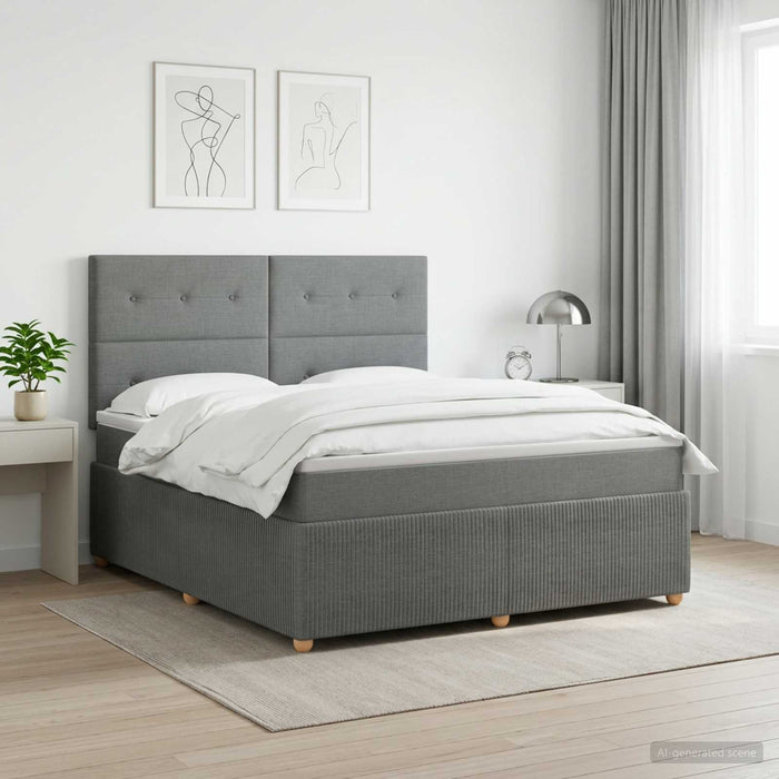 Pat boxspring cu saltea Gri închis 180 x 200 cm Țesătură WALTI