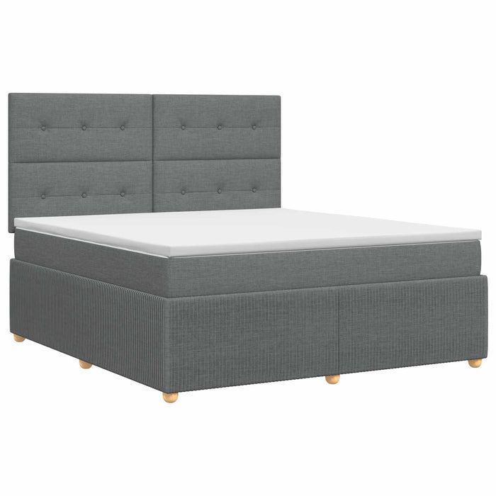 Pat boxspring cu saltea Gri închis 180 x 200 cm Țesătură WALTI